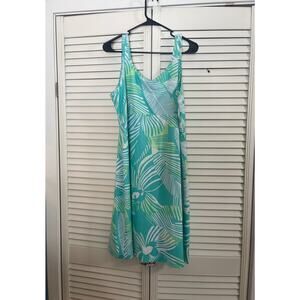 Columbia PFG Freezer III Tank Dress Cooling UPF 50 Blue White Leaf  Size XXL